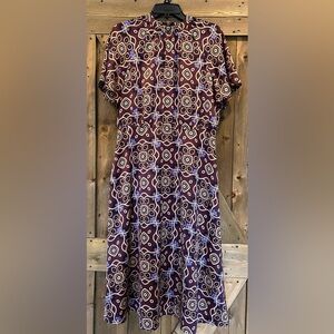 Ann Taylor Purple and Cream Midi Dress